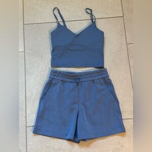 Lululemon Blue Crop Top and Shorts Set